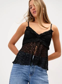 Cropped lace fly-away cami