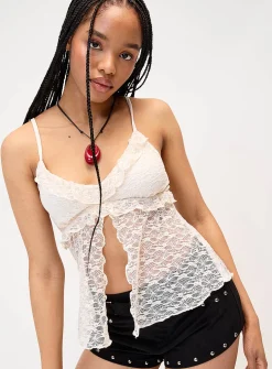 Cropped lace fly-away cami