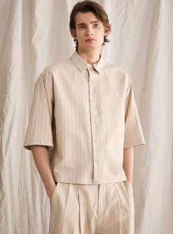Cropped pinstripe shirt