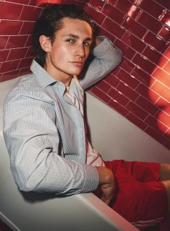 Cropped poplin dress shirt