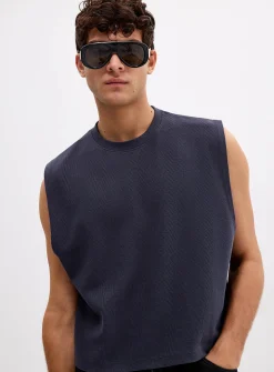 Cropped ribbed muscle tee