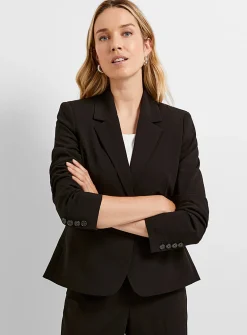 Cropped single-button stretch blazer