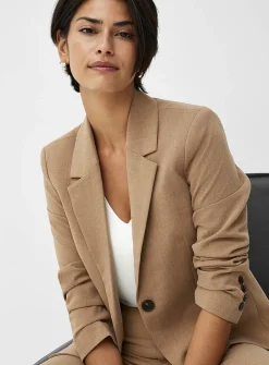 Cropped single-button stretch blazer