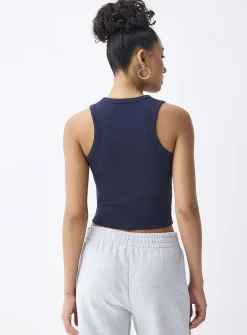 Cropped solid ribbed cami