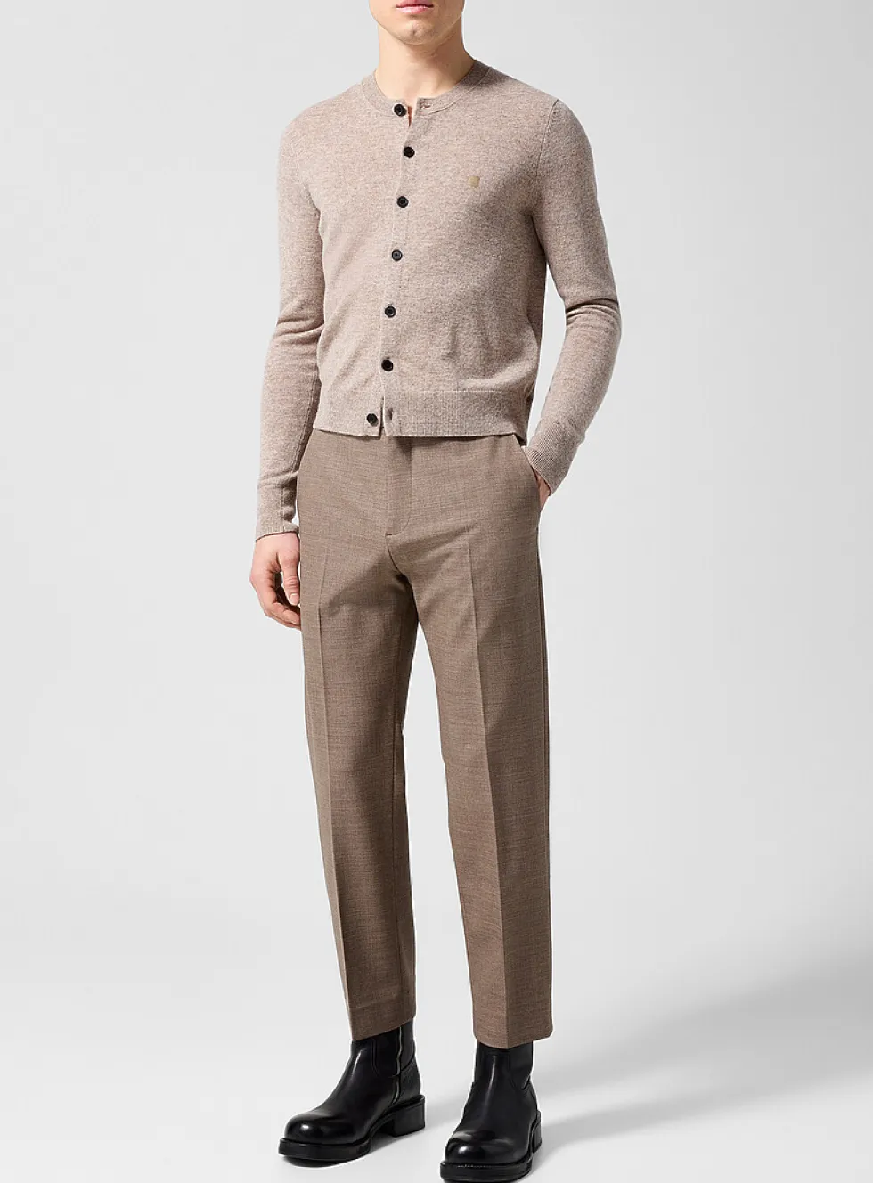 Cropped stretch wool pant