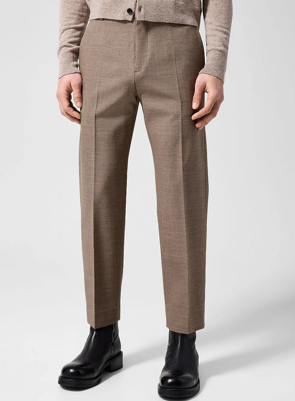 Cropped stretch wool pant