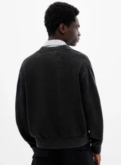 Cropped washed cardigan