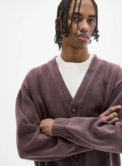Cropped washed cardigan