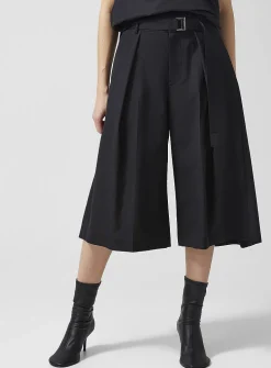 Cropped wide-leg wool pant