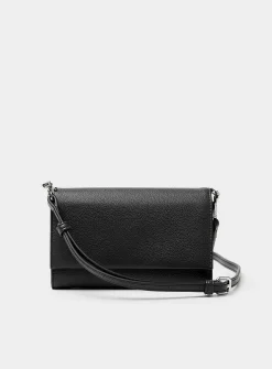 Crossbody pebbled bifold wallet
