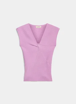 Crossover cap-sleeve sweater