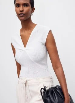 Crossover cap-sleeve sweater