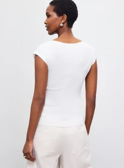 Crossover cap-sleeve sweater