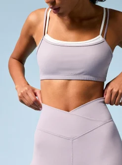 Crossover-waist velvety legging