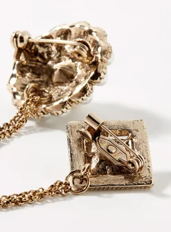 Crystal and pearl double brooch