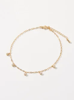 Crystal charm ankle chain