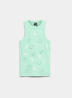 Crystals and raised flowers cami