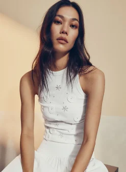 Crystals and raised flowers cami