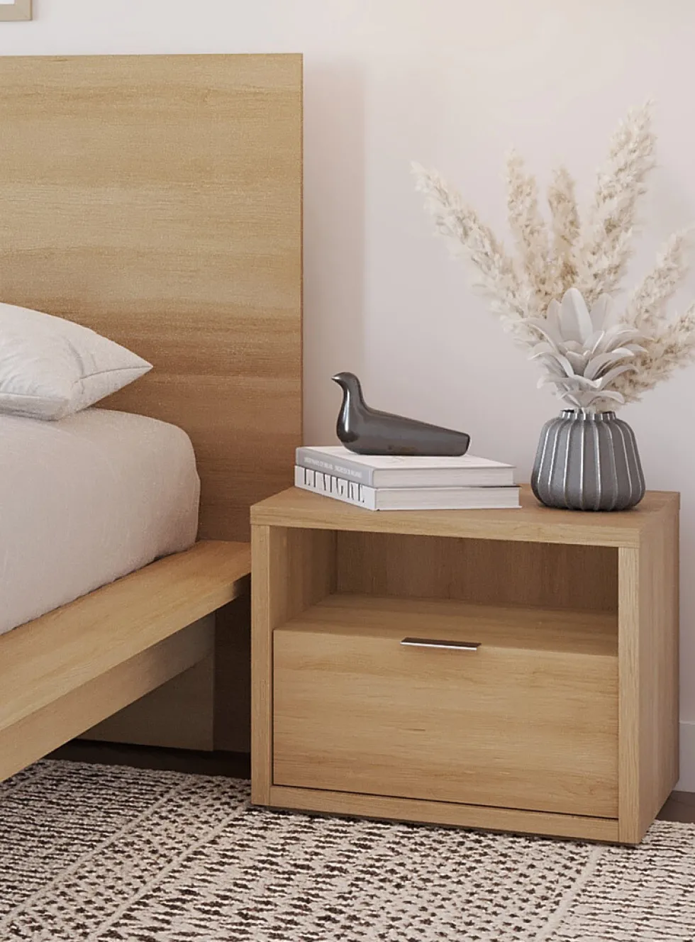 Cubic bedside table with drawer