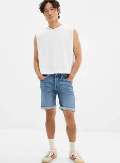 Cuffed denim Bermudas