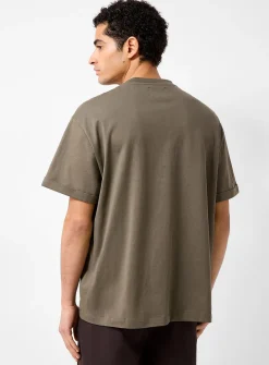 Cuffed short-sleeve Henley T-shirt