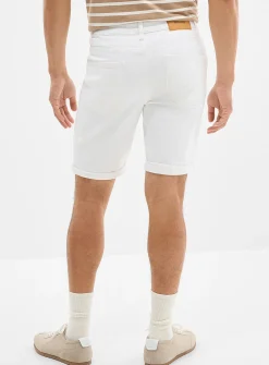 Cuffed white denim Bermudas