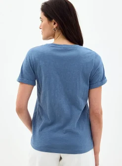 Cuffed-sleeve organic cotton T-shirt
