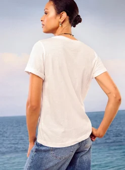 Cuffed-sleeve organic cotton T-shirt