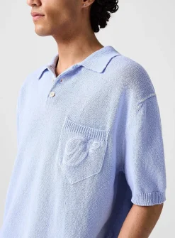 Cursive logo knit polo