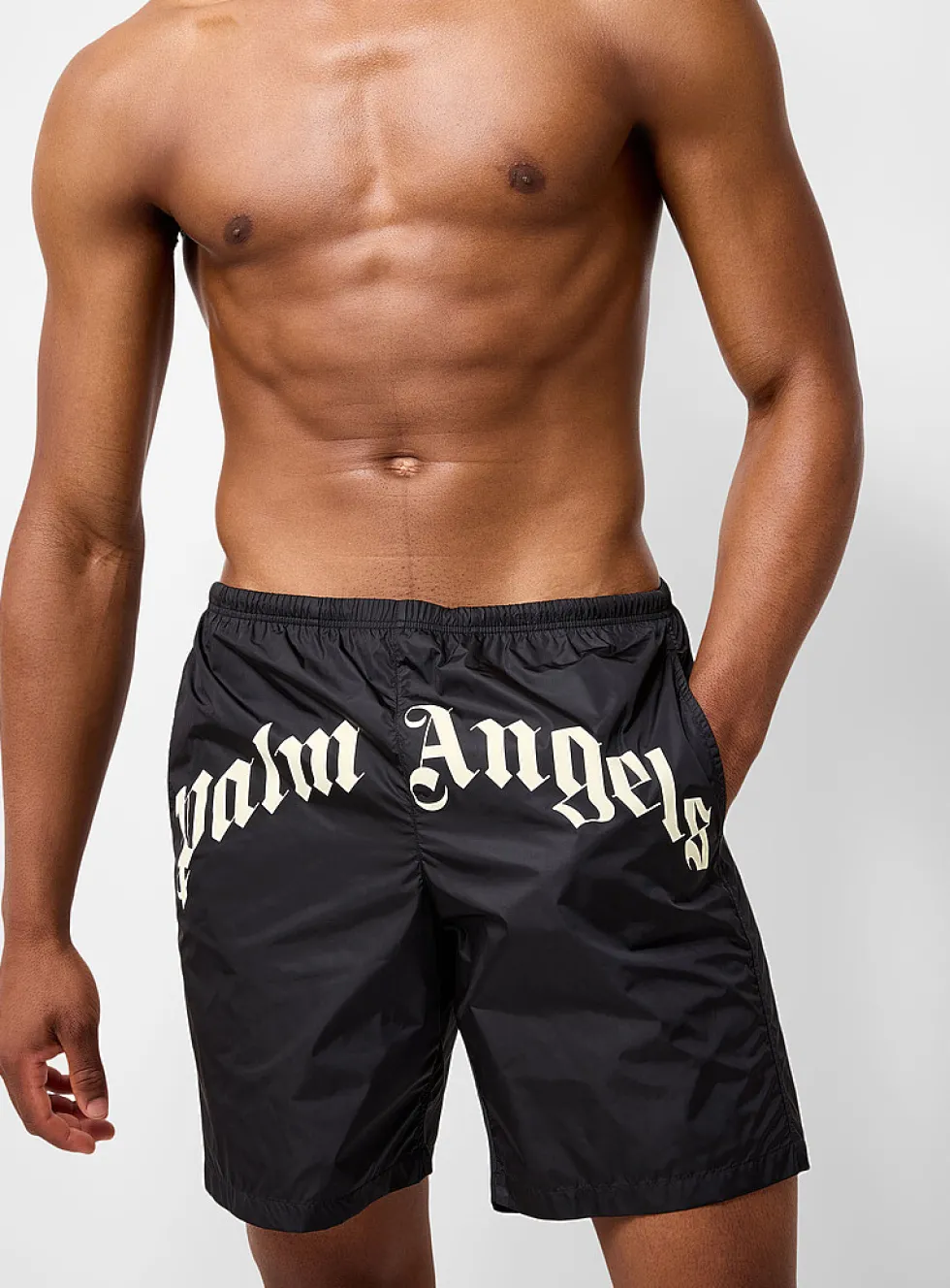 Curved-logo bathing short