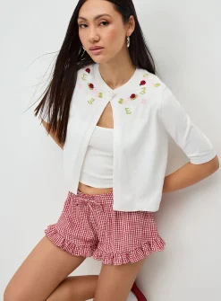 Cute embroidery cami-cardigan set
