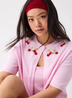 Cute embroidery cami-cardigan set
