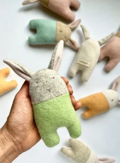 Cute rabbit recycled cashmere rattle