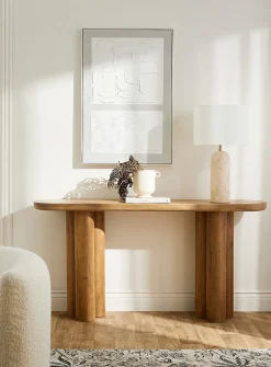 Cylindrical base retro-modern console table