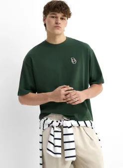 D embroidery crew-neck T-shirt