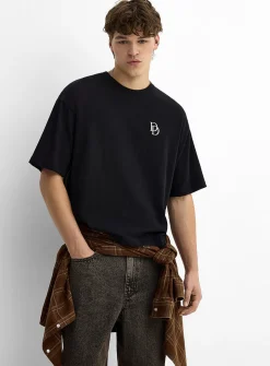 D embroidery crew-neck T-shirt