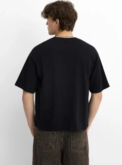 D embroidery crew-neck T-shirt