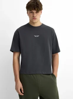 D embroidery crew-neck T-shirt