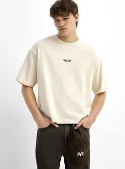 D embroidery crew-neck T-shirt