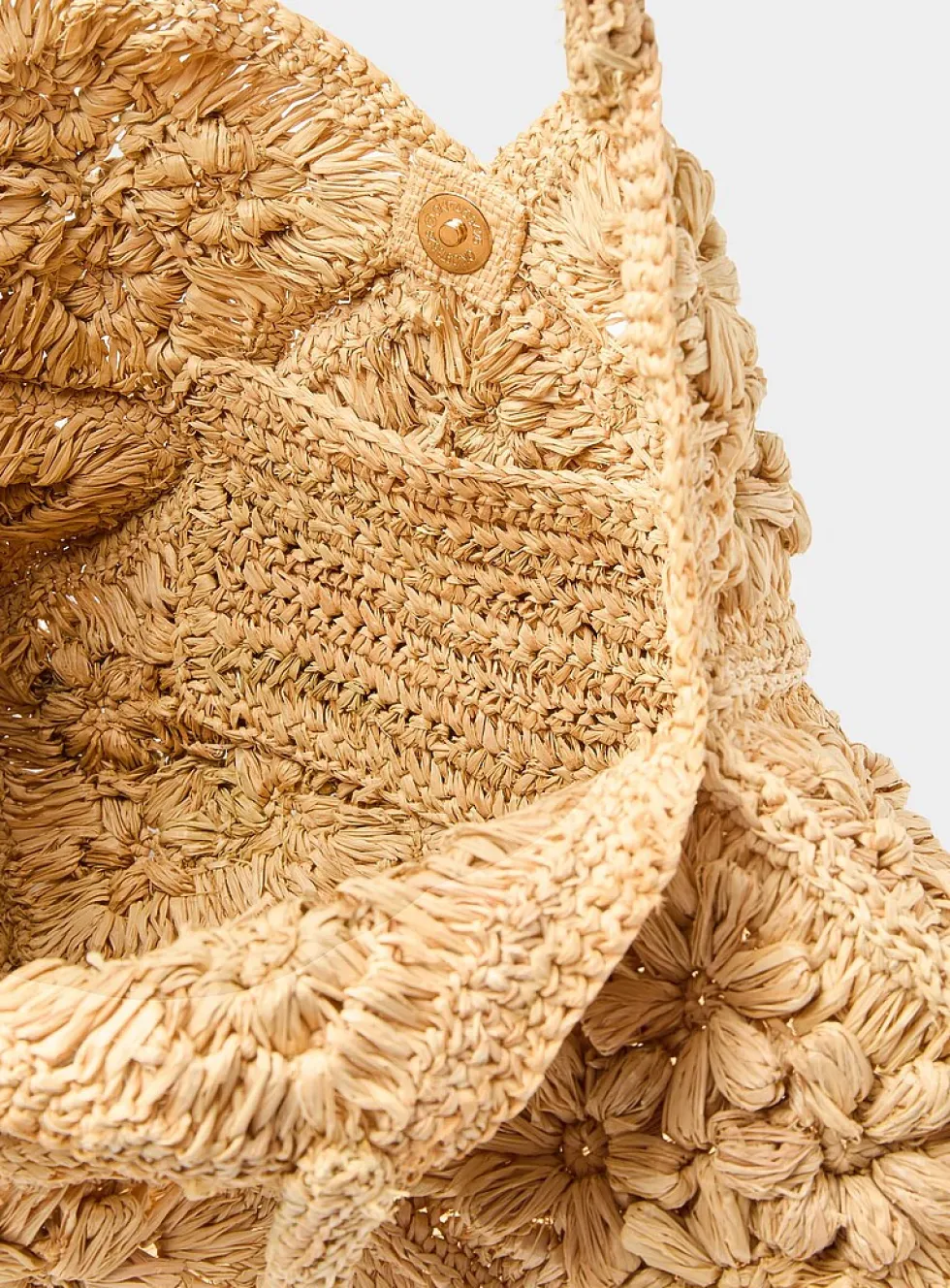 3D flower braided raffia tote bag