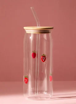 3D fruit large glass with straw