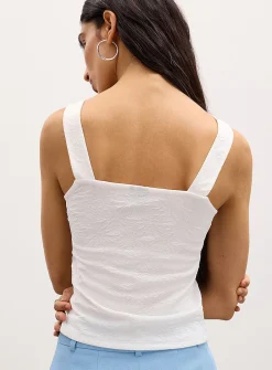 3D texture square-collar cami