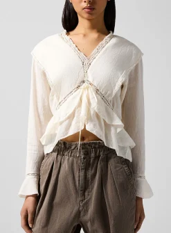 Damienne cotton-linen blend top