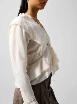 Damienne cotton-linen blend top