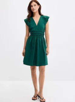Darico puff cap sleeves poplin dress