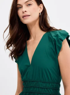 Darico puff cap sleeves poplin dress