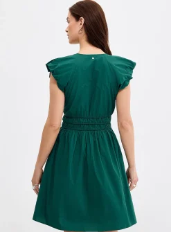 Darico puff cap sleeves poplin dress