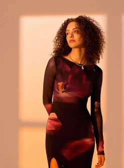 Dark garden maxi dress