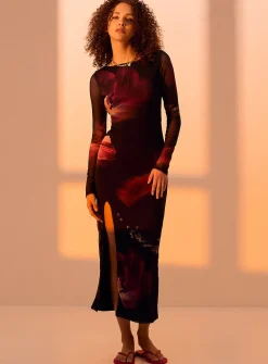 Dark garden maxi dress