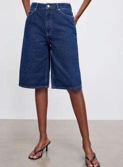 Dark indigo solid jort